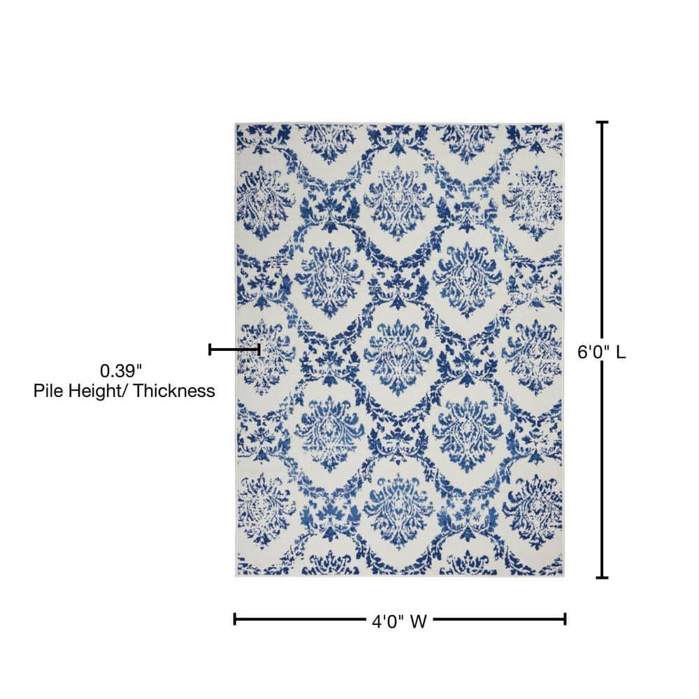 Nourison Whimsicle WHS01 Indoor only Area Rug - Ivory Navy 4' x 6'