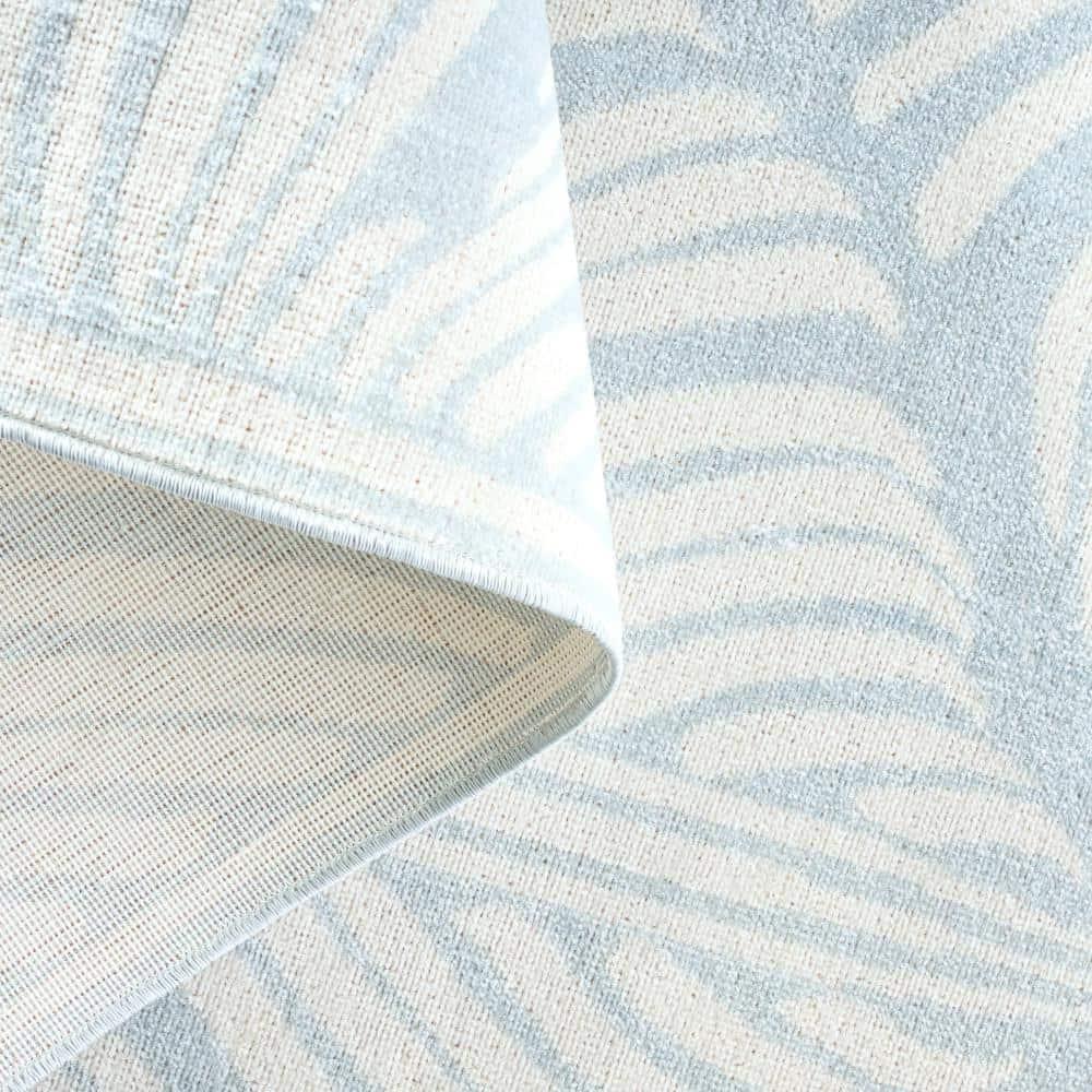 TOMMY BAHAMA Lanai Palm Leaves Indoor Outdoor Area Rug Blue/Ivory