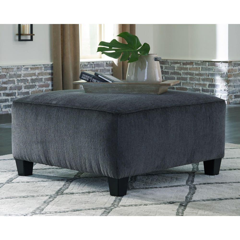 Contemporary Gray Chenille Oversized Footstool 39"x39"