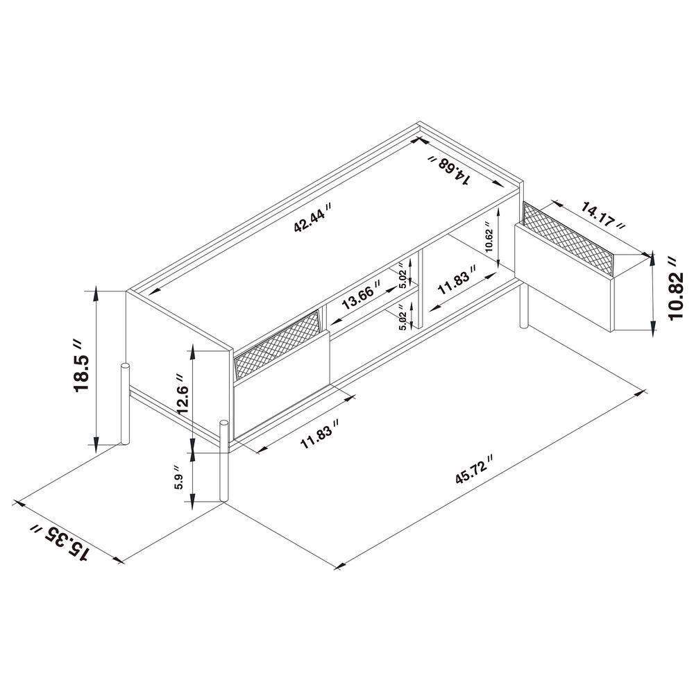 Tasman Wood and Metal 2 Door TV Stand for TVs up to 45" Natural Brown/Black - Baxton Studio