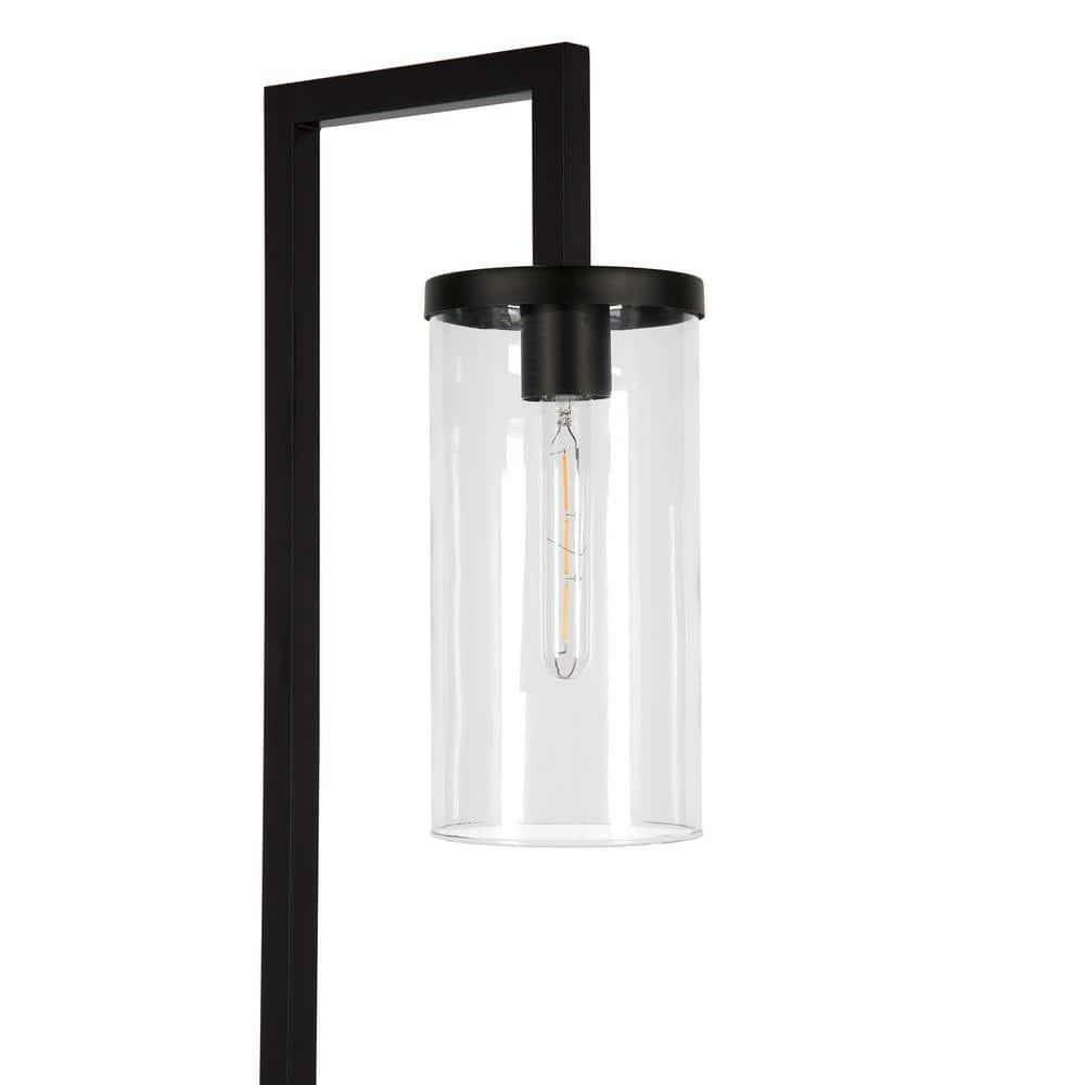 Evelyn&Zoe Malva 67.75" Tall Floor Lamp with Glass shade in Blackened Bronze/Clear