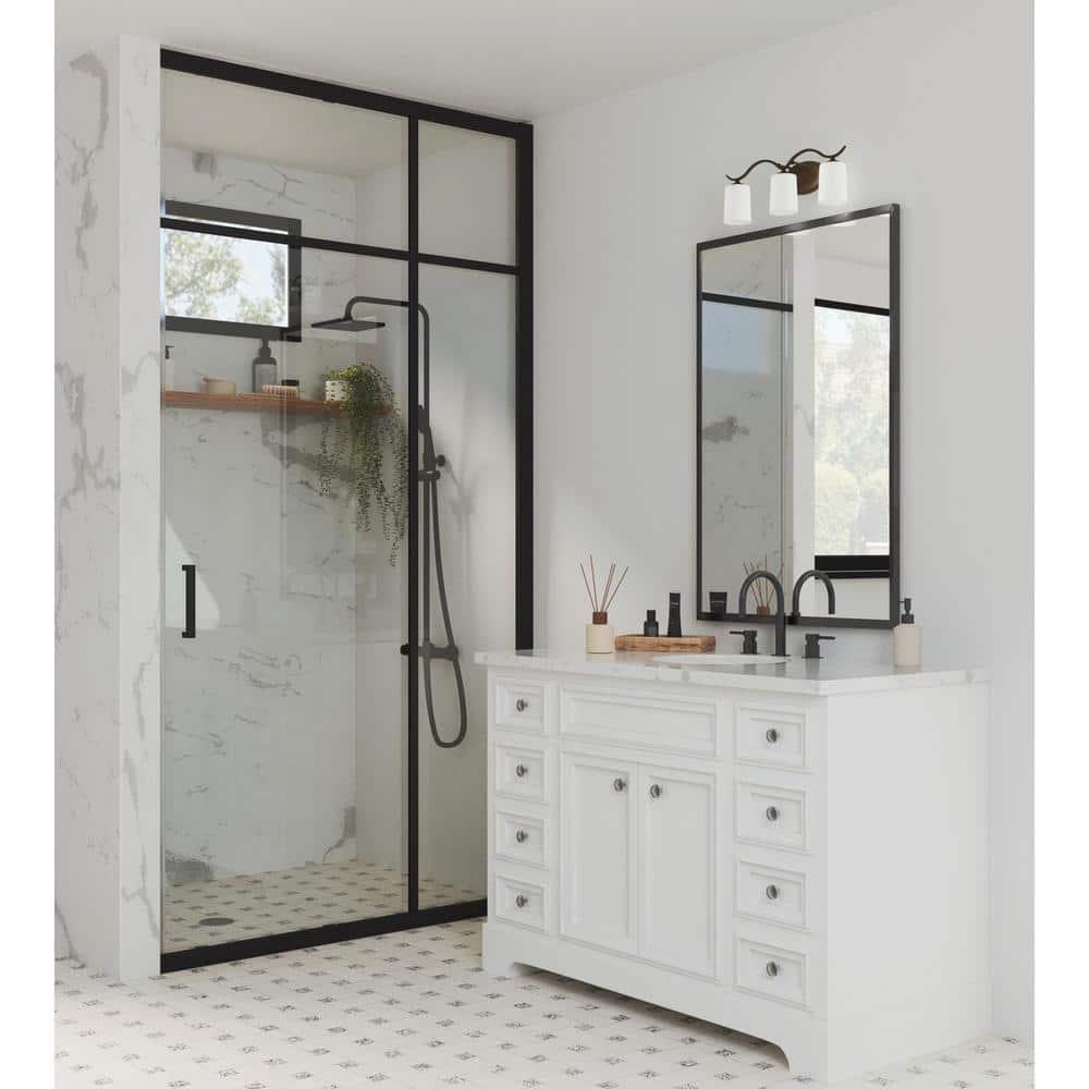 Progress Lighting Inspire 3-Light Wall Sconce, Antique Bronze, Etched Glass Shade