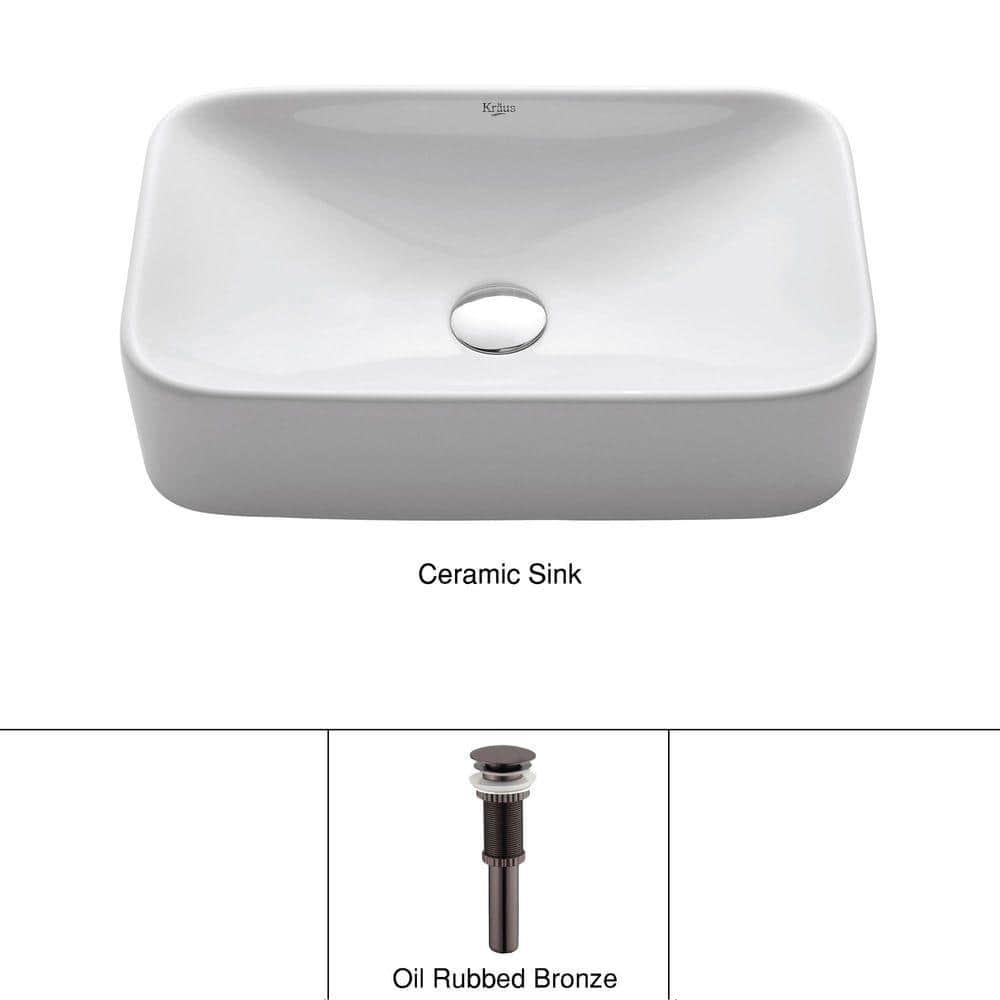 Ceramic Ceramic Rectangular Vessel Bathroom Sink