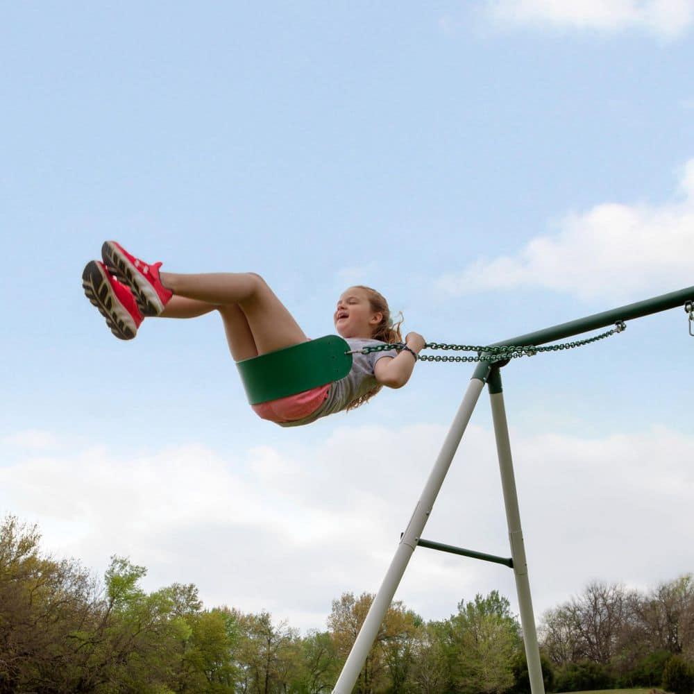 Backyard Discovery Big Brutus Galvanized Steel Swing Set, 2 Belt Swings, 1 Trapeze Bar