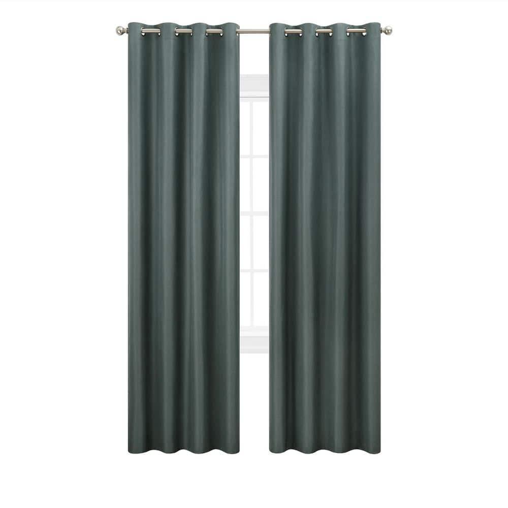Nautica Synthetic Solid Color Blackout Thermal Rod Pocket Curtain Panels (Set of 2)