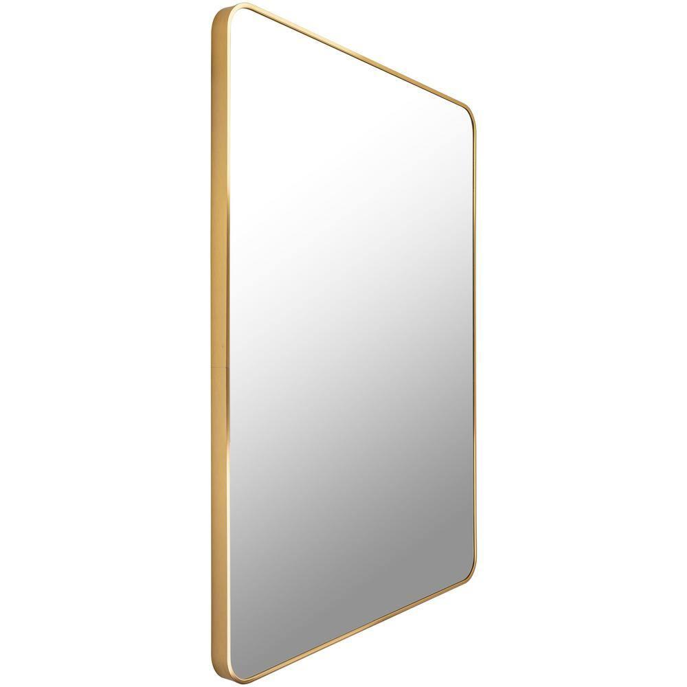 Aranya Chic Brushed Metal Rectangular Mirror in Gold & Silver