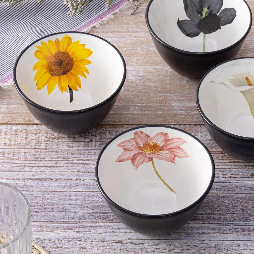 Noritake Noritake Colorwave Graphite 4", 7 oz. Floral Mini Bowls (Set of 4)