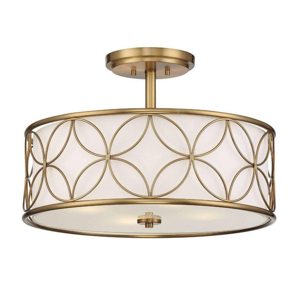 Savoy House Reid 4 - Light Semi-Flush Mount in  Warm Brass