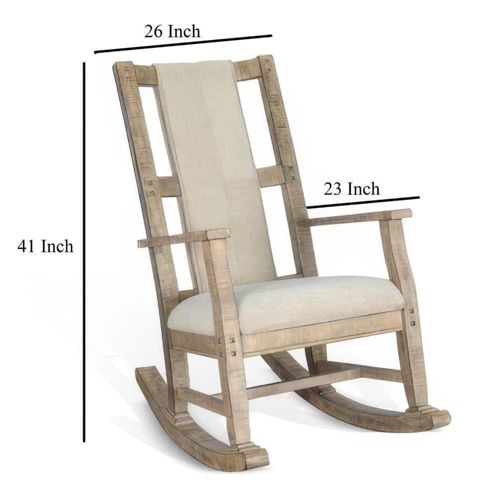 Rena Distressed Light Brown Mahogany Rocking Chair with Cushion