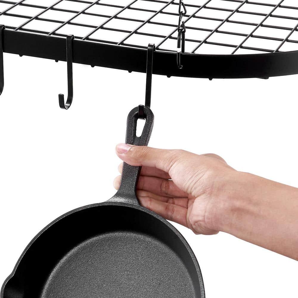 Prep & Savour Hanging Pot Rack, Hanging Pot Rack Ceiling Mount, Ceiling Pot Rack with 12 S Hooks
