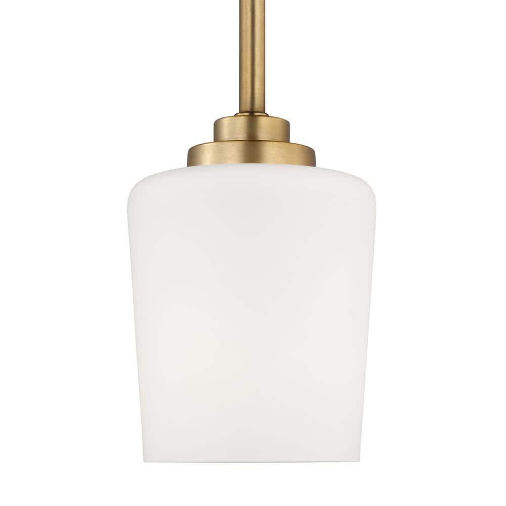 Satin Brass Windom Mini-Pendant with Etched White Glass