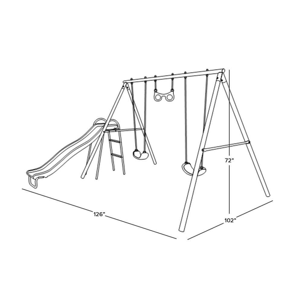 Sportspower Sportspower Sierra Vista Metal Swing Set with Lifetime Warranty on 5' Double Wall Slide