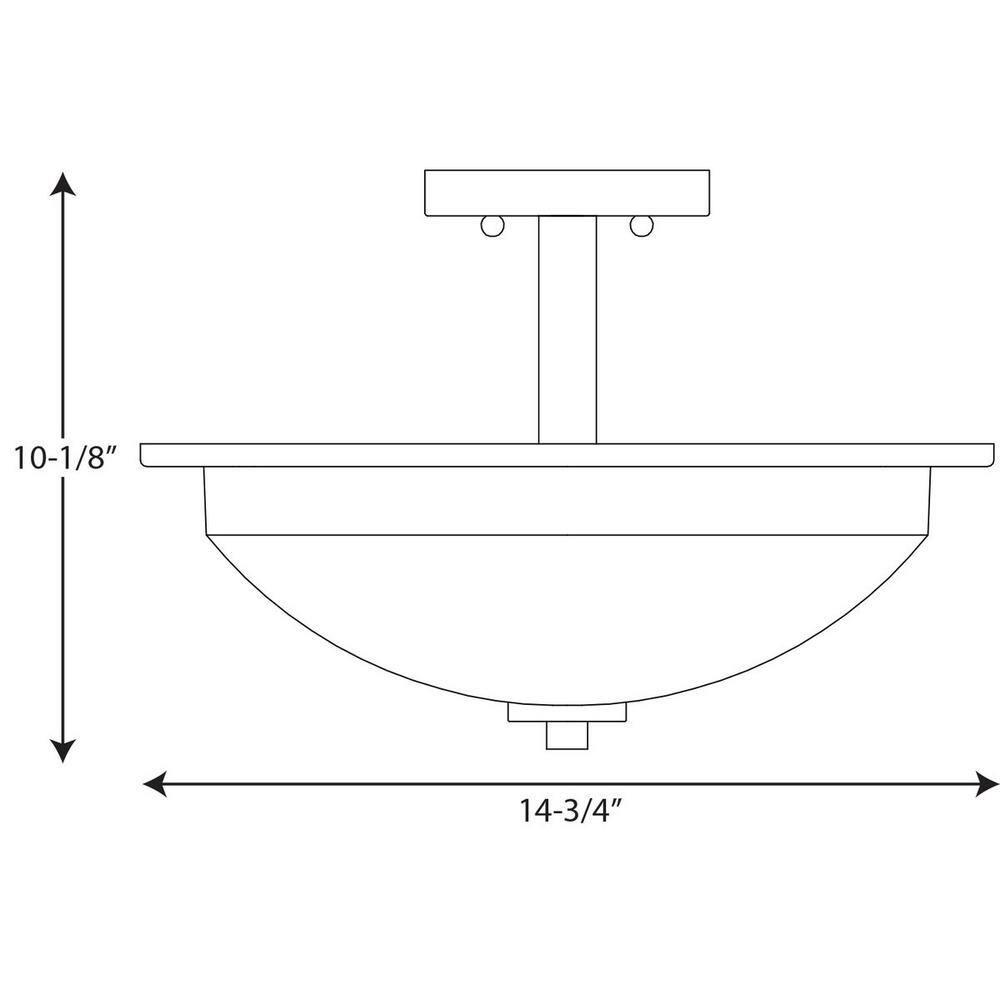 Progress Lighting Replay 2-Light Semi-Flush Ceiling Light, Brushed Nickel, White Glass Shade