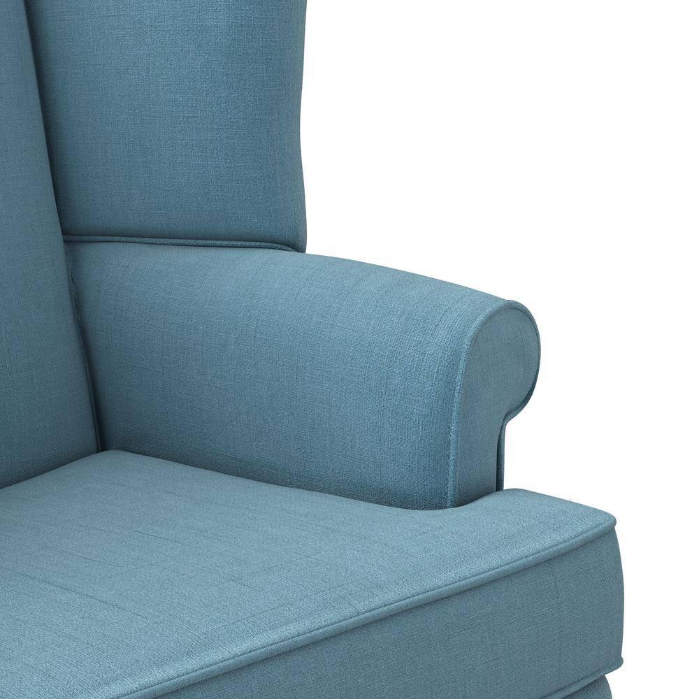 Comfort Pointe Erin Wing Back Accent Chair Blue: Handcrafted, Hardwood Frame, No Assembly Required