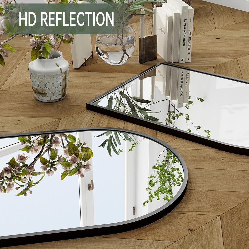 24 in. W x 36 in. H Arched Black Aluminum Alloy Framed Wall Mirror