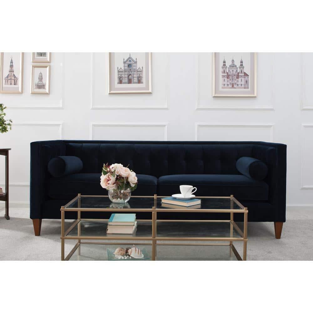 Jack 84" Tufted Tuxedo Sofa Double Cushion Dark Navy Blue