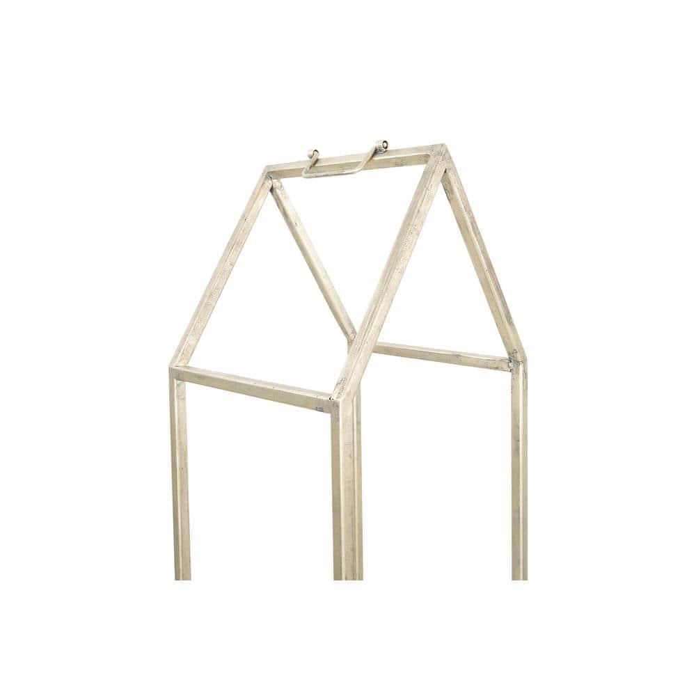 Storied Home Metal House Shaped Fire Wood Holder with Handle, Nickel