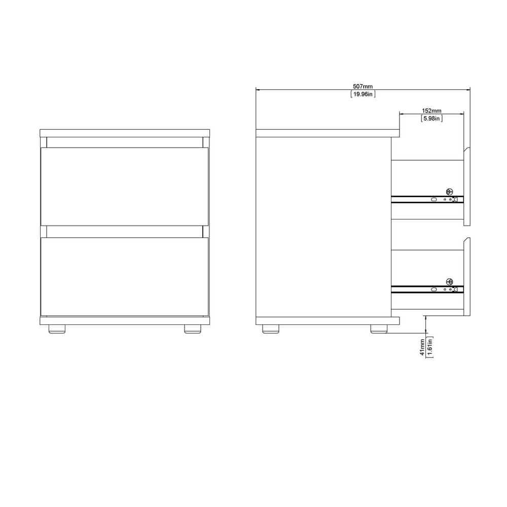Tvilum, Aurora 2 Drawer Nightstand, White