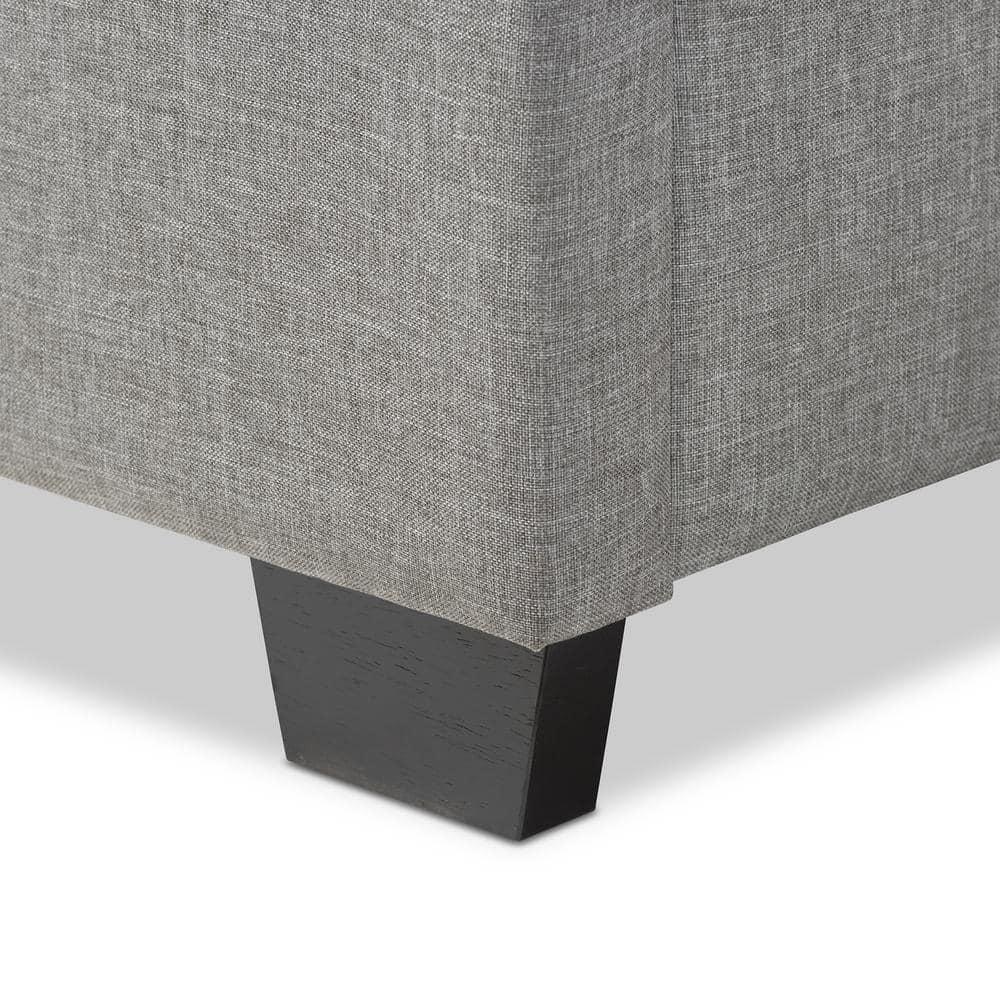 Baxton Studio Katherine Wingback Fabric Standard Bed with Nailhead Trim, Gray