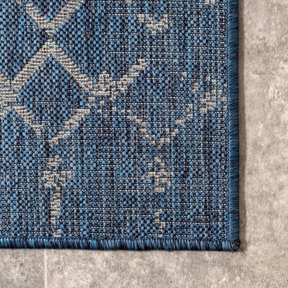 Nuloom Grayson Trellis 5x8 Indoor/Outdoor Area Rug for Living Room Patio Deck Front Porch Kitchen, Blue/Ivory