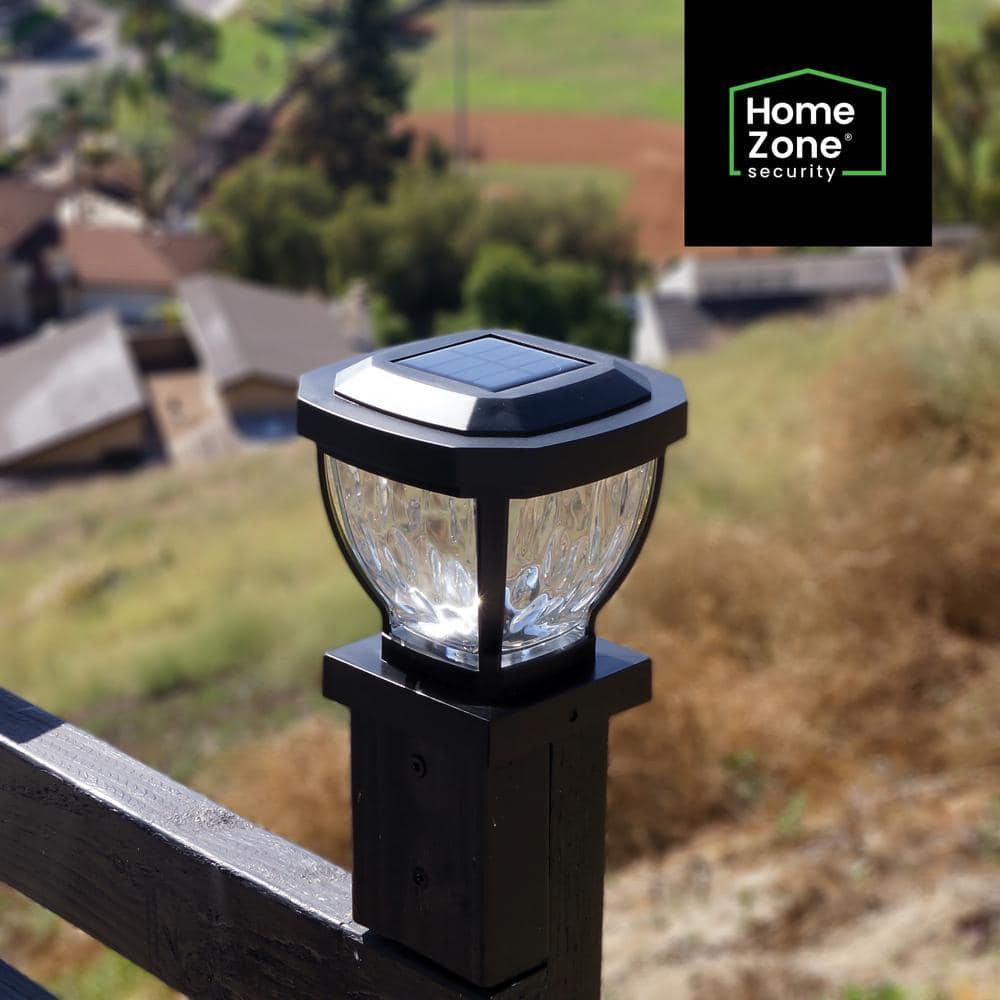 Home Zone Security Solar Powered Integrated LED Fence Post Cap Light 4 In. X 4 In. with Base Adapter Included Pack (Set of 2)