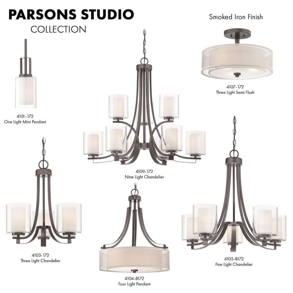 4104-172-Minka Lavery-Parsons Studio - Pendant 3 Light Translucent Sliver Linen in Transitional Style - 23.5 inches tall by 20.5 inches wide-Smoked