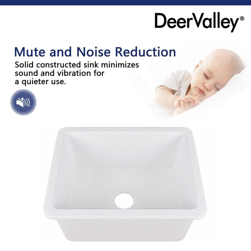 24" L x 19" W Rectangular White Fireclay Undermount Kitchen Sink with Basket Strainer and Sink Grid