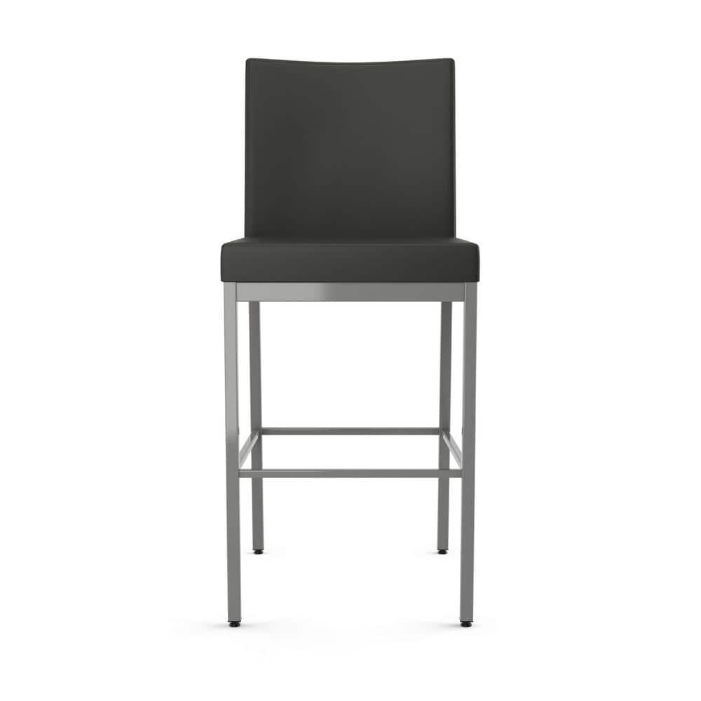 Perry 40.75" Black Faux Leather and Metal Bar Stool