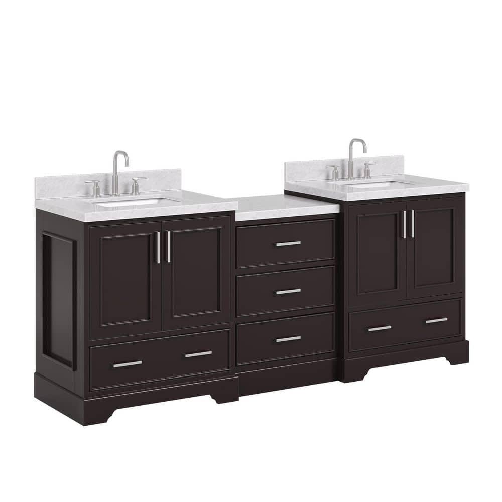 Ariel Stafford 85 in Double Sink Vanity Set in Espresso