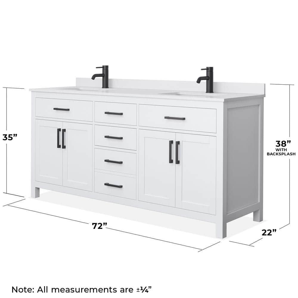 Beckett 72" Freestanding Double Bathroom Vanity with Cultured Marble Top