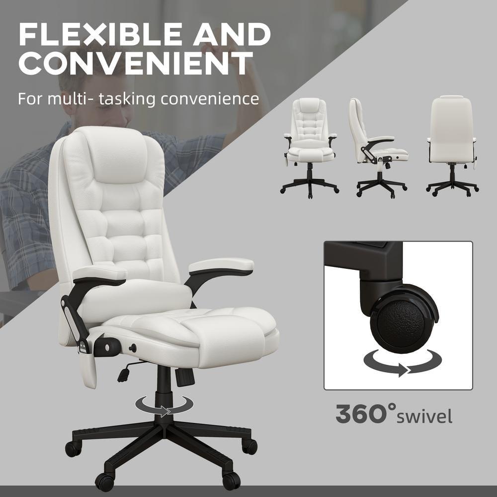 HOMCOM High-Back Massage Office Chair, Heated Reclining Computer Chair with Remote, White