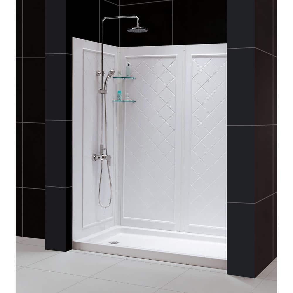 Infinity-Z 60" W x 30" D x 76.75" H Semi-Frameless Rectangle Shower Enclosure with Towel Bar and Base Included