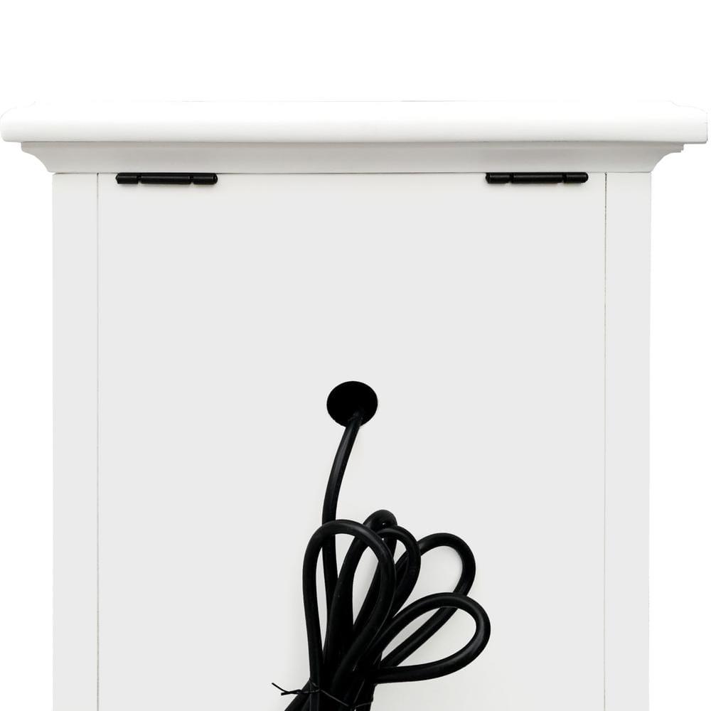 Charlestown Storage End Table with USB White - Steve Silver Co.: Cottage Style, Louvered Door Cabinet, Power Strip