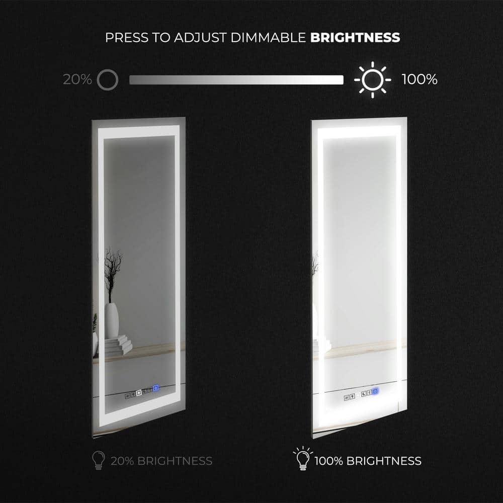 18"x40" LED Dimmable Bathroom Mirror Rectangle LED Lighted Wall Mounted Mirror for Vanity Room with Touch Button and Anti-Fog Function by Fab Glass and Mirror
