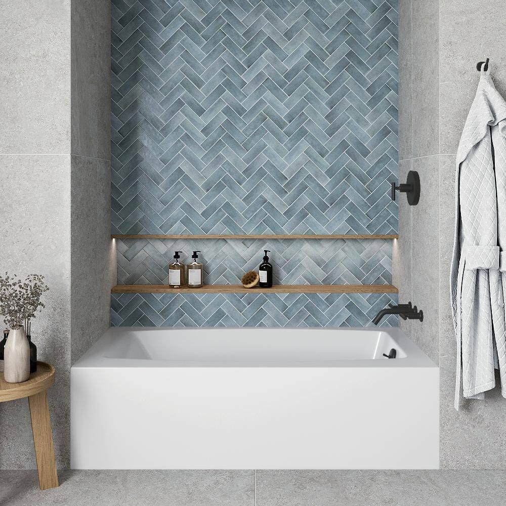 Streamline 60 in. x 30 in. Acrylic Right-Hand Drain Alcove Bathtub in Glossy White With External Drain
