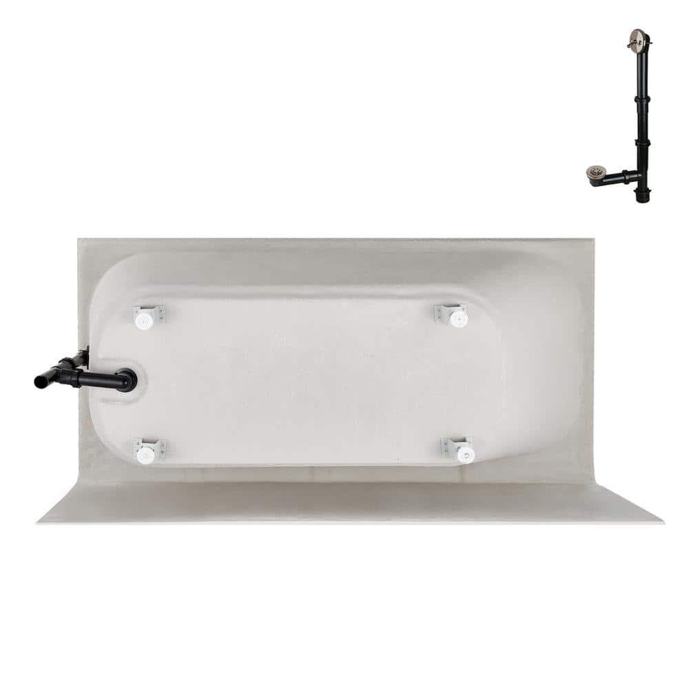 Streamline 60 in. x 30 in. Acrylic Right-Hand Drain Alcove Bathtub in Glossy White With External Drain