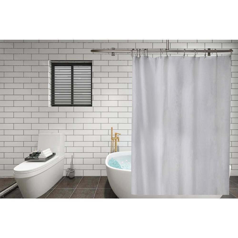 Utopia Alley Durable Rustproof Aluminium Crafted Shower Rod With Ceiling Support for Freestanding Tubs and Bathtubs, D Shape Curved Shower Rod, 60" Large Size by 25", Brushed Nickel