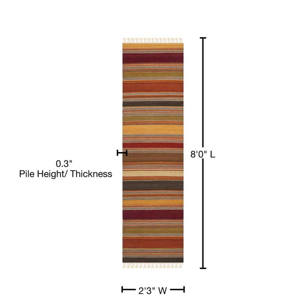 Striped Kilim STK315 Hand Woven Indoor Runner Rug - Gold - 2'3"x8' - Safavieh