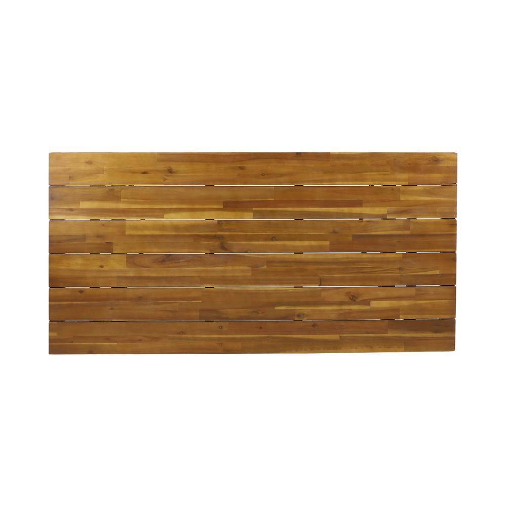 Noble House Noah 72" Modern Wood Top Patio Dining Table in Teak and Black