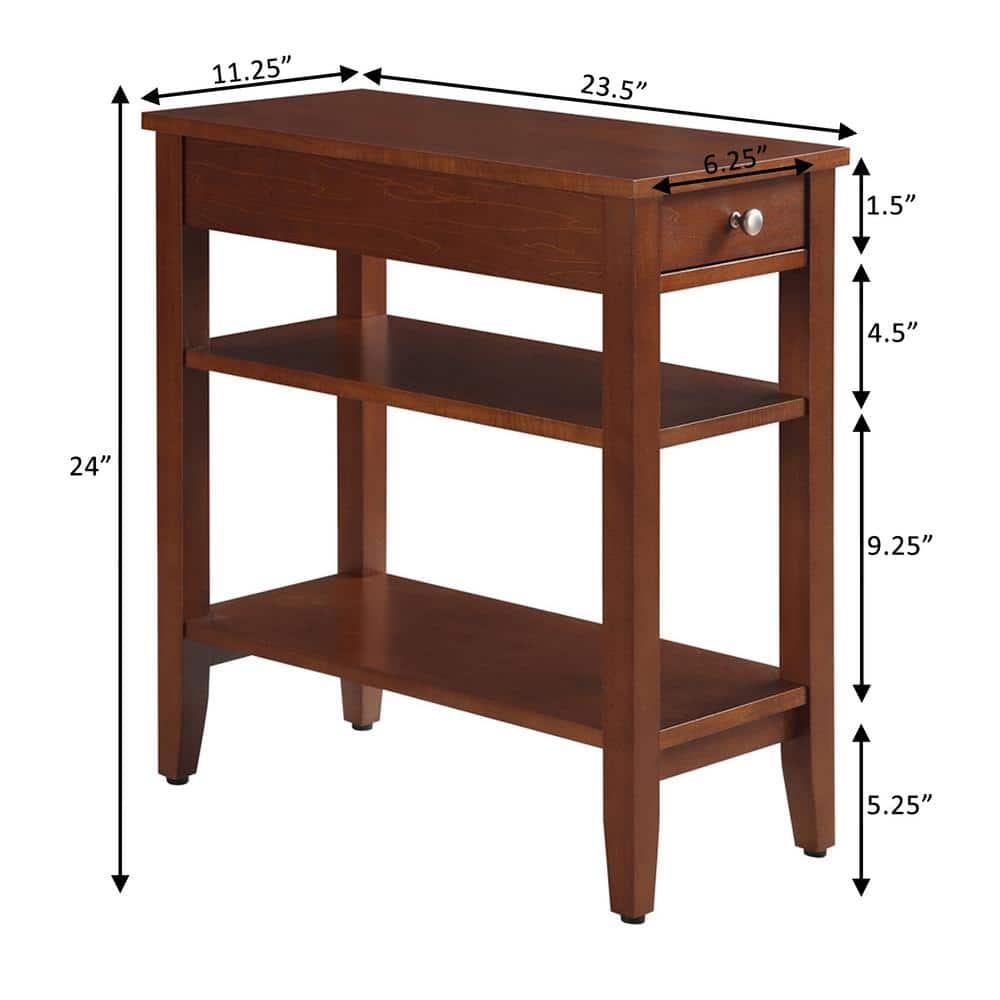 Convenience Concepts American Heritage 1 Drawer Chairside End Table with Shelves, Cherry