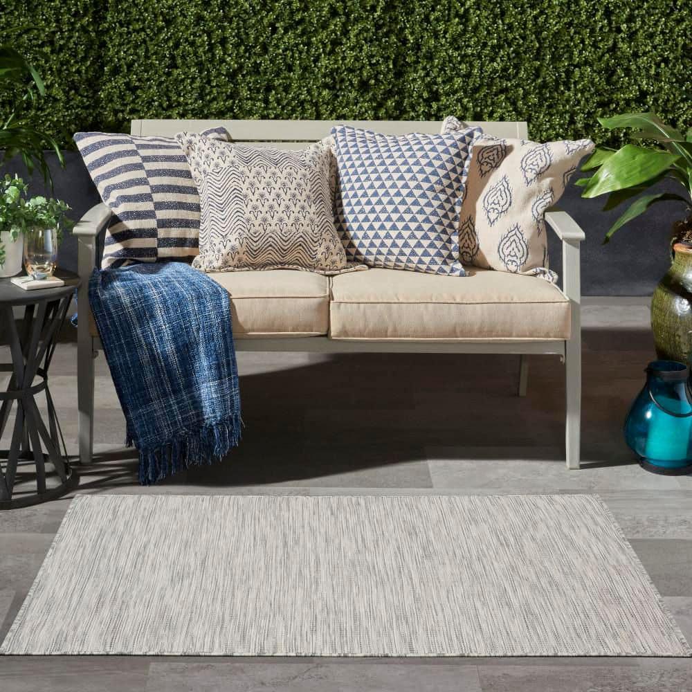 Nourison Positano POS01 Indoor/outdoor Area Rug - Light Grey 3' x 5'