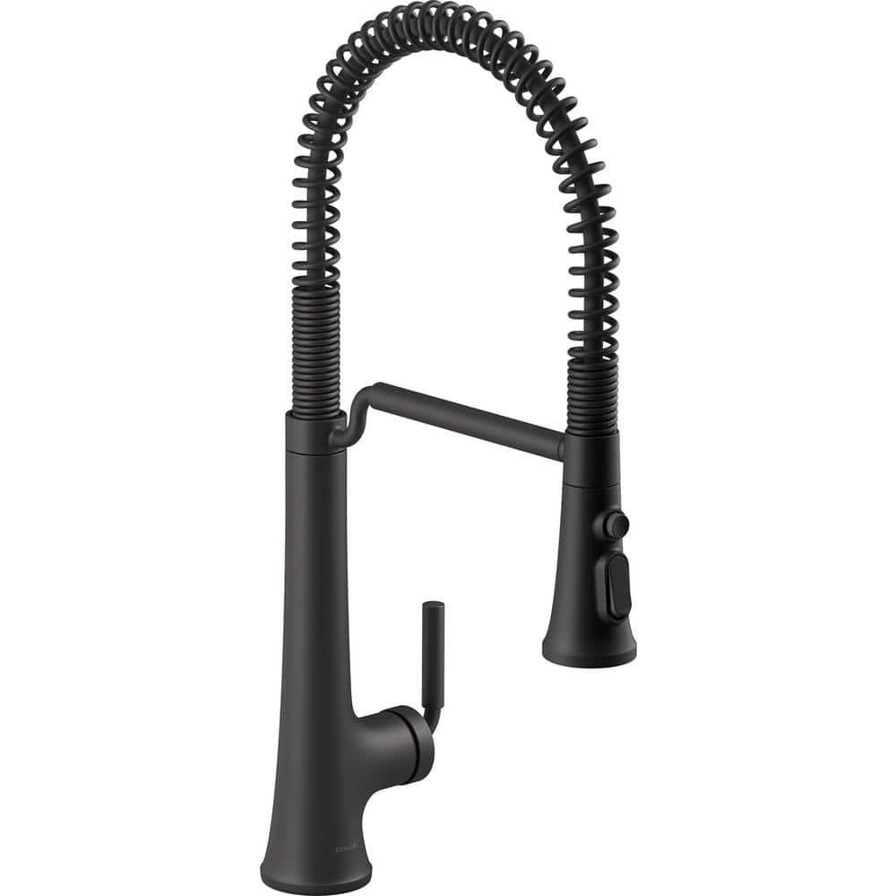 Kohler Tone Single Handle Semi-Professional Pre-Rinse Kitchen Sink Faucet with Three-Function Pull Down Sprayer