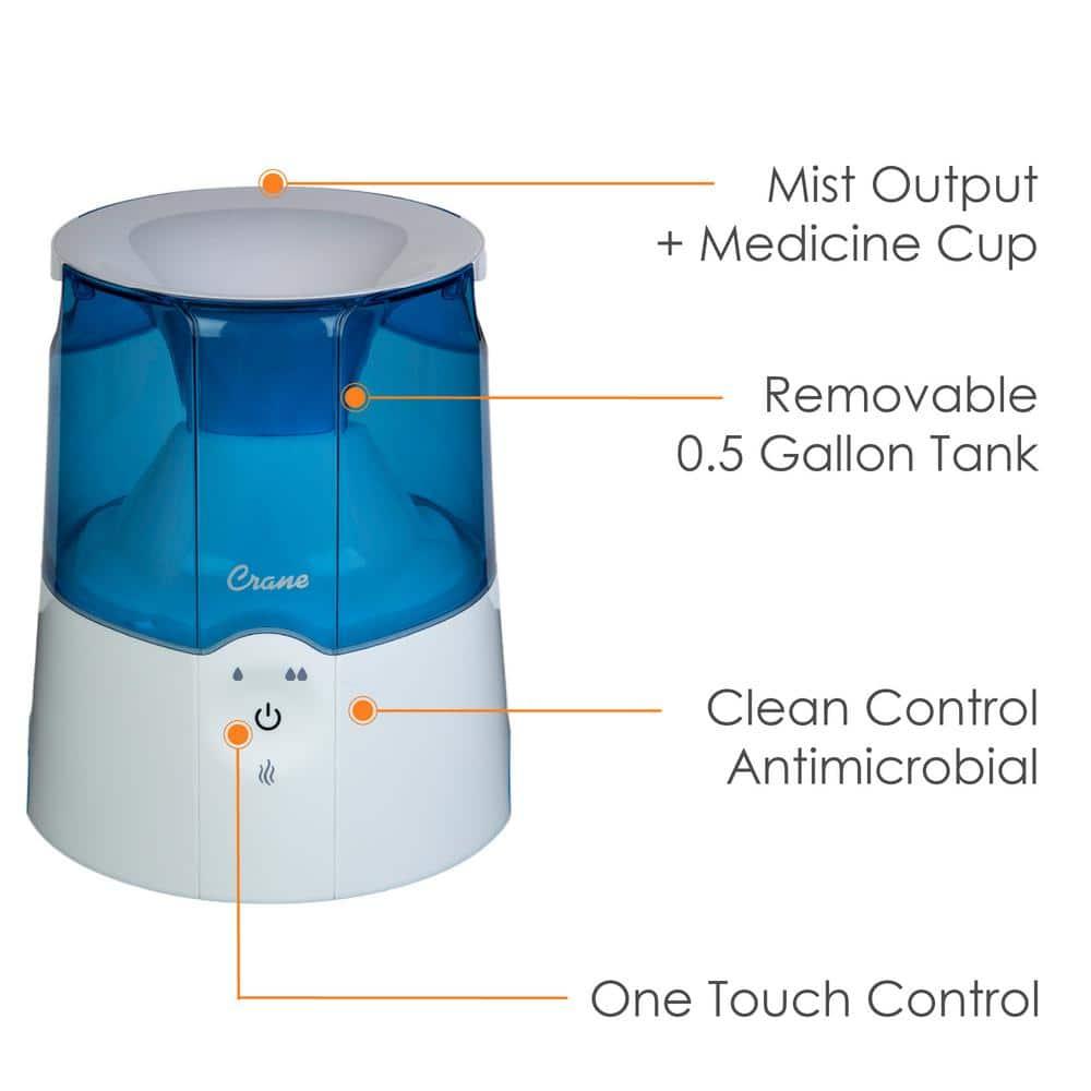 Crane USA Crane USA 0.5 Gallons Warm Mist Steam Tabletop Humidifier for 250 Cubic Feet