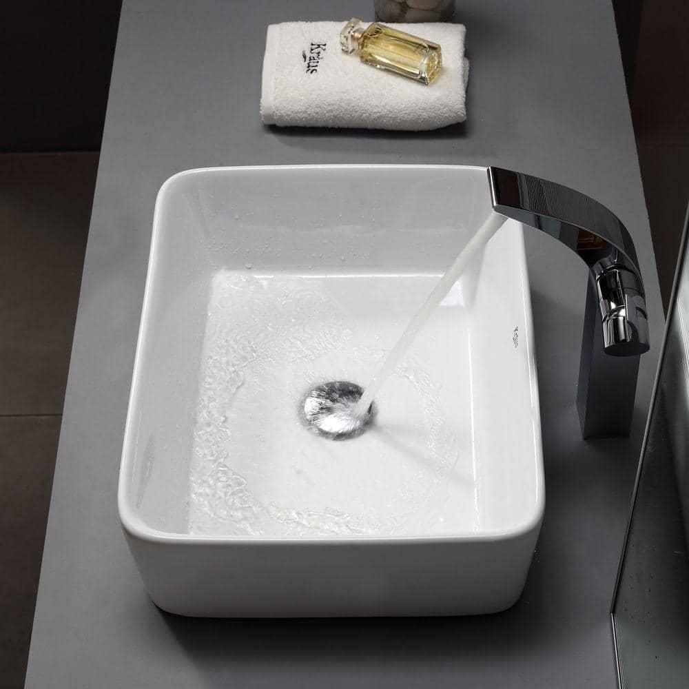 Ceramic Rectangular Vessel Bathroom Sink