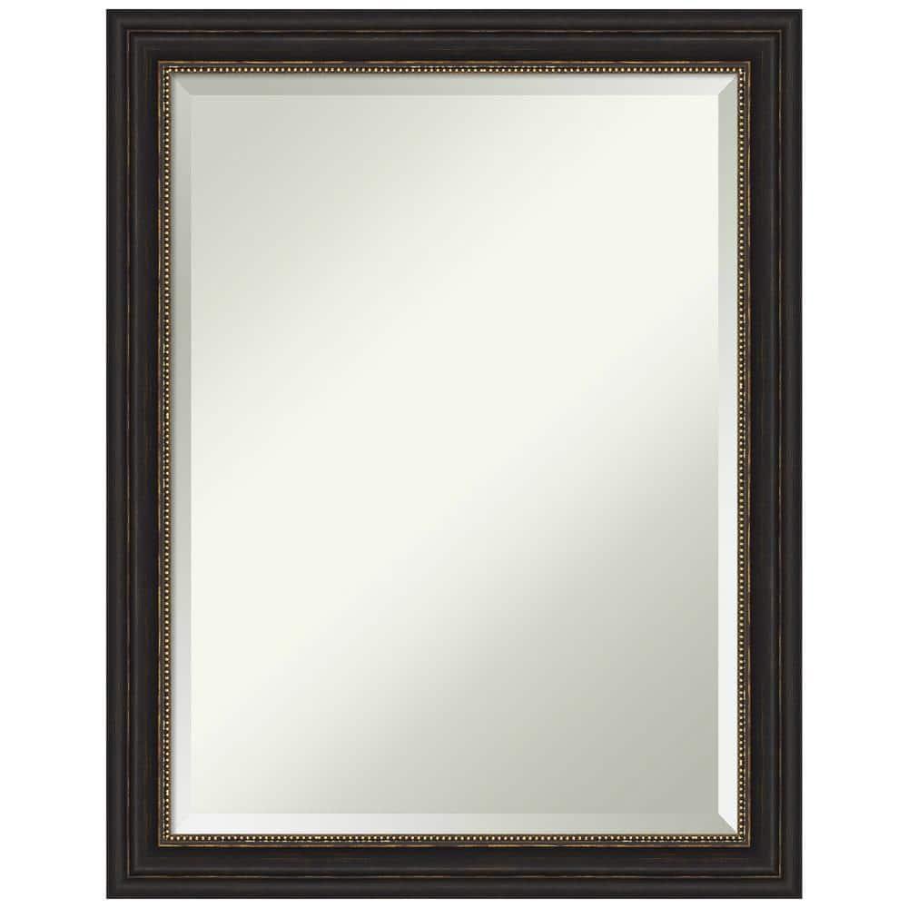 Amanti Art Beveled Bathroom Wall Mirror - Accent Bronze Narrow Frame Outer Size: 22 x 28 in