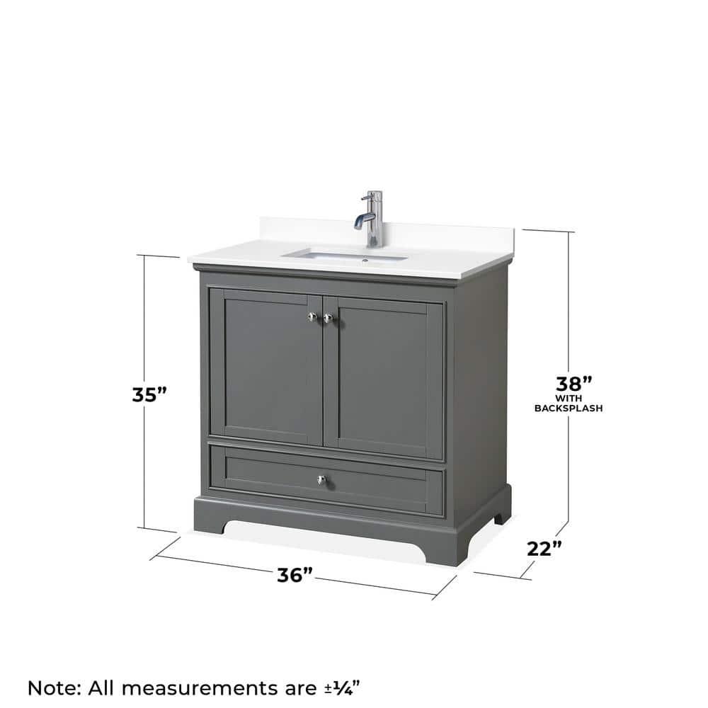 Wyndham Collection Deborah 36'' Single Bathroom Vanity with Marble Top with Mirror