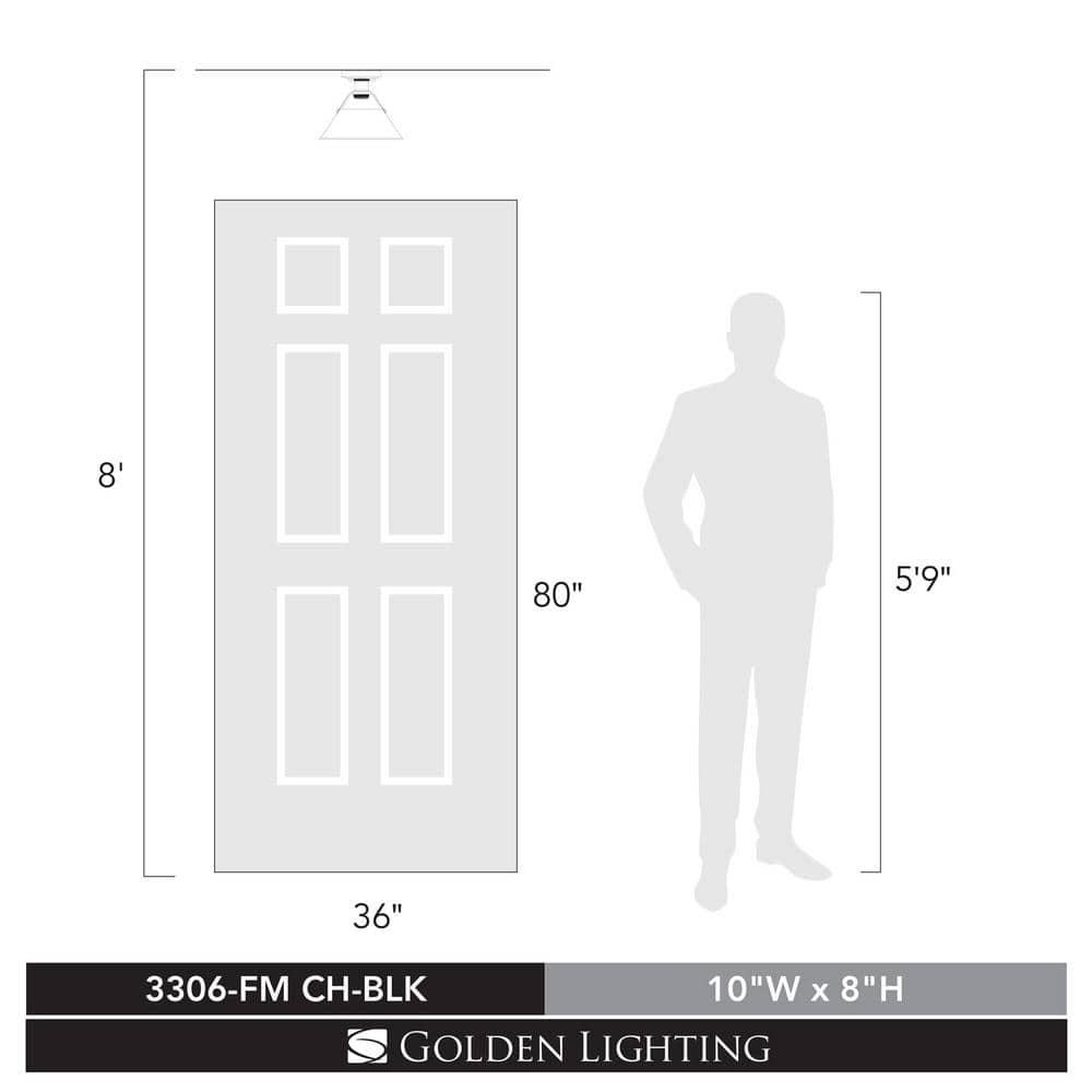 Golden Lighting Orwell 1-Light Flush Mount in Chrome with Black