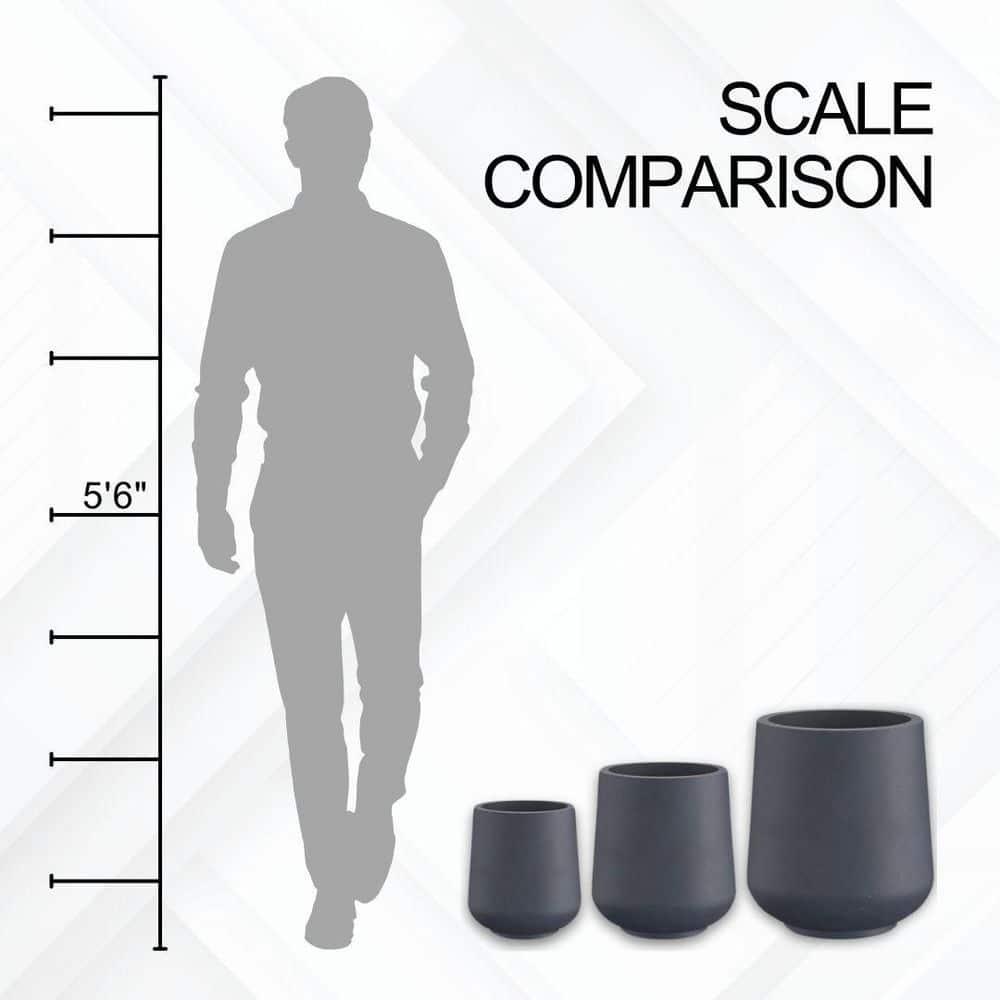 Kante Kante Round Concrete Planters, Outdoor Indoor Pots Containers with Drainage Holes Set