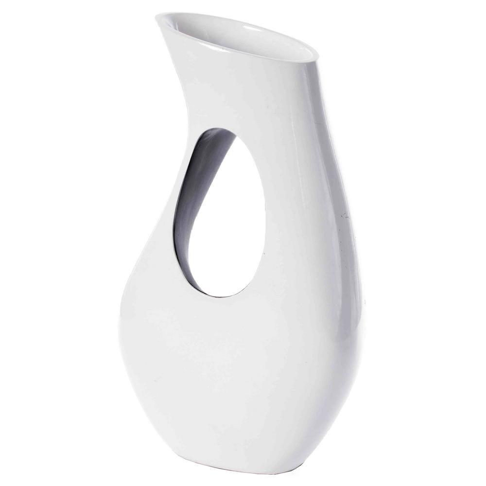 Uniquewise Tall Modern floor vase, White Unique Trumpet Floor Vase, Interior Decoration 24" Tall