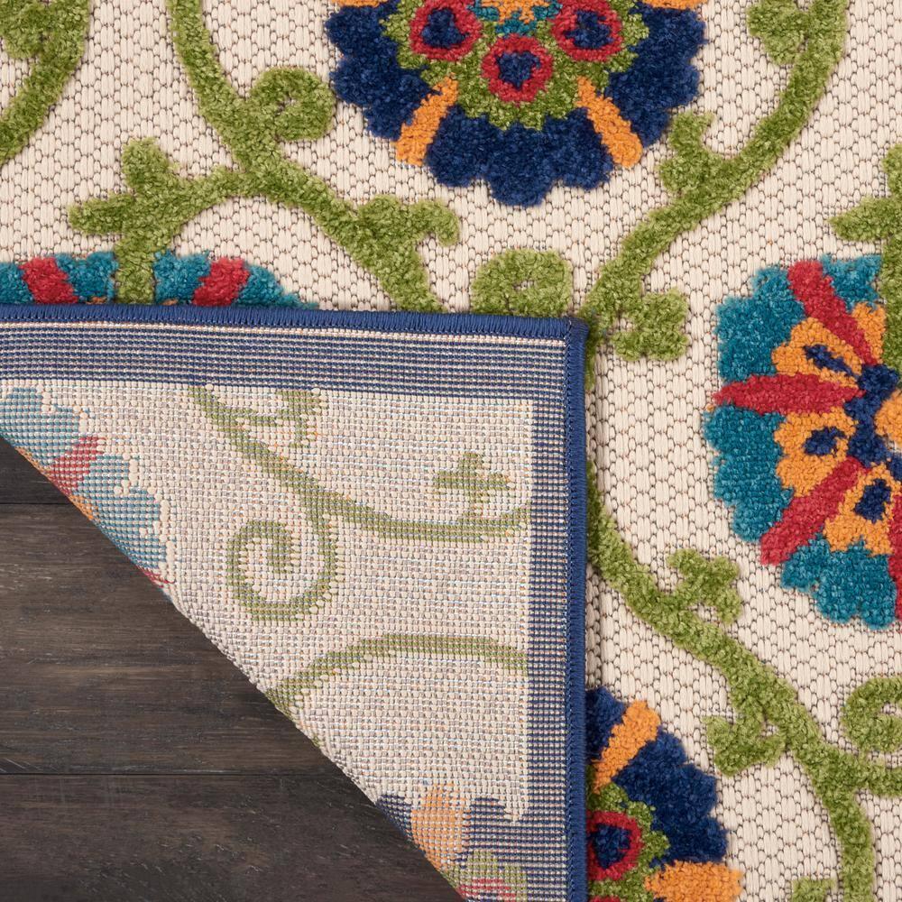 Nourison Aloha Contemporary Floral Flatweave High-Low Indoor Outdoor Area Rug Blue/Multicolor 2'8" x 4'